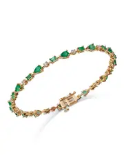 Bloomingdale's Fine Collection Emerald & Diamond Link Bracelet in 14K Yellow Gold