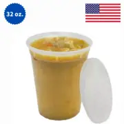 48-Pack 32oz Plastic Deli Food Containers Lids Air-Tight Freezer Microwave Safe