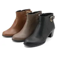 在飛比找森森購物網優惠-【 101大尺碼女鞋】MIT大尺碼粗跟金飾短靴-黑色/棕色/