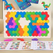 Wooden Pattern Blocks Set Geometric Shape Puzzle Kindergarten Classic Educationa