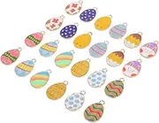 [GLEAVI] 24pcs Easter Egg Charms Enamel Colored Easter Egg Pendant Accessories for Necklace Bracelet Earrings DIY Jewelry Making and Crafting