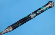 Southwest Ballpoint Pen in Antique Pewter Turquoise Stone with Kraken Color
