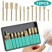 12X Nail Drill Bits Burrs Grinding Gel Nail Polish Art Tool Carving Polishing Y