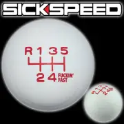 WHITE/RED FING FAST SHIFT KNOB FOR 6 SPEED SHORT THROW SHIFTER 10X1.5 K14