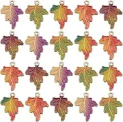 [SUNNYCLUE] 1 Box 30Pcs Maple Leaf Charms Fall Leaf Charm Colorful Alloy Printed Enamel Small Autumn Leave Plant Pendants Charms Findings for Jewellery Making Charms Necklaces Earrings Supplies DIY