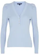 Veronica Beard Dekalb Ribbed Stretch-cotton top - Light Blue - XS (UK6 / XS) XS (UK6 / XS)