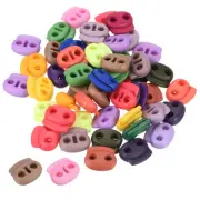 0.8x0.7" Cord Locks, 50 Pack Double Hole Spring End Toggle Stopper, Multicolor