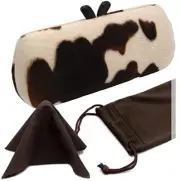 Women Hard Glasses case - Cute Small Sunglasses Case with Handel - Brown Pony