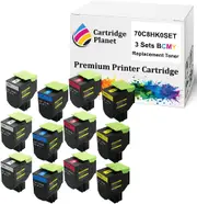 3 Sets BCMY Compatible Toner Cartridge for Lexmark 70C8HK0 70C8HC0 70C8HM0 70C8HY0 (4,000/3,000 (B/CMY) Pages) for Lexmark CS310 CS310DN CS310N CS410 CS410DN CS510 CS510DE CS510DTE