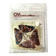 1977 Columbia Minerva Latch a Pillow Hook Pattern 16" x 16" Pastel Butterflies