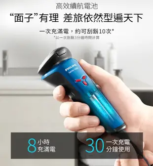 【箱損福利品】PHILIPS 飛利浦 全機水洗三刀頭電鬍刀 S1101 藍黑色 (5.9折)