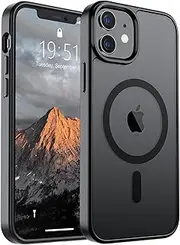 SUPFINE Magnetic for iPhone 12 Mini Case & iPhone 13 Mini Case (Compatible with MagSafe) (10 FT Military Grade Drop Protection) Slim Translucent Matte Shockproof Phone Cover,Black