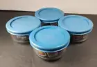 4X NEW VINTAGE PYREX Corning Bowl 7202 Cup w/ LIGHT Blue Lid