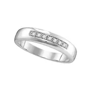 14k White Gold Round Diamond Single Row Wedding Band 1/10 Cttw
