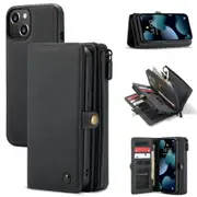 For iPhone 13 mini Case, Wallet PU Leather Detachable Flip Cover, Black