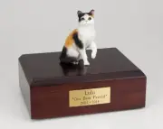 Calico Shorthair Cat Figurine Pet Cremation Urn Available 3 Diff Colors 4 Sizes
