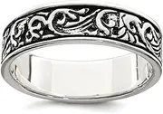 [JewelryWeb] 925 Sterling Silver Solid Polished Artisan Oxidized Filigree Ring Band Style-Ring for Women