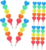 QUMIIRITY Educational Fun 25pcs Heart Shaped Stacking Pencils Plastic Boys and Girls Writing Pencils for Learning Rewards