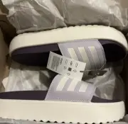 NEW adidas Adilette Platform Slide Sandals Women 11 Violet Purple & White