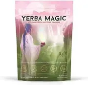 Brainista Yerba Mate Instant Tea Powder, 3-in-1 Super Drink - Nootropics, Prebiotics, Probiotics for Energy, Focus & Gut Health - Natural Caffeine| Yerba Magic Strawberry Matcha 30 Servings,Green
