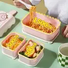 (Pink)Cute Portable Students Lunch Box Microwaveable Children Cartoon JY