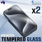 2xFor iPhone 16 15 14 13 12 11 Pro Max XR 8 Plus Tempered Glass Screen Protector