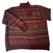 Vintage Fair Isle Sweater Size L Wool Alpaca Turtleneck Eddie Bauer NWT