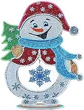 YEESAM ART Christmas Snowman Tabletop Diamond Art Kits, 3D Crystal Painting Kit Special Shape Drills Rhinestones Snowflakes Xmas Tree Desk Top Ornaments 11inch Luminous Table Top Kinetic Art