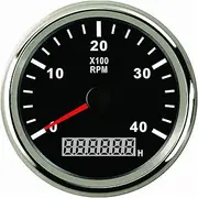 ZFGVGNMTYA Tachometer for Boat Motor 85mm Round 0-4000RPM Hour Meter Waterproof Generator RPM REV Counter with 12 V 24 V with Back Light Car Tachometer(BS)