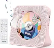 Gueray CD Player Portable Bluetooth Desktop CD Player for Home with Timer Built-in HiFi Speakers with LCD Screen Display Boombox FM Radio USB Type-c (Pink)