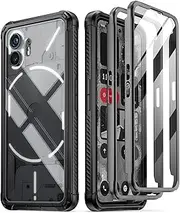 Poetic Guardian Case for Nothing Phone 2 6.7 Inch,[20 FT Mil-Grade Drop Tested],Full-Body Hybrid Shockproof Bumper Cover Case with Built-in Screen Protector,Black/Clear