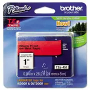 Brother P-Touch TZe Standard Adhesive Laminated Labeling Tape, 1"w, Black on Red