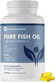 Omega 3 Fish Oil Supplement, EPA/DHA Fatty Acids, Burpless Fish Oil Supplements with Lemon - Heart, Eye, Brain & Immune Support - 120 Softgels