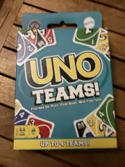 UNO Teams Card Game for Family Game Nghts Partner Up Ages 7 and Up Mattel New