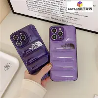 在飛比找Yahoo奇摩拍賣-7-11運費0元優惠優惠-歐美潮牌北面紫色透明羽絨服手機殼 適用於iPhone14 1