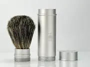 Badger Hair Travel Shaving Brush Metal Handle Man Dad Holidays Christmas Gift