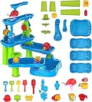 Water Sand Table | 6-Tier Summer Activity Sensory Table | Rotatable Activity Pool, Beach Toys for Patio Backyard Outdoor Playground Picnic Park Garden