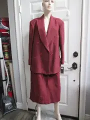Vtg CHAD STEVENS women's wool red burgundy skirt suit Sz 16 in new cond .w/ tag