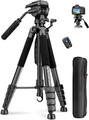 Victiv 75-Inch Aluminum Camera / Phone / Camcorder Fluid Head Tripod W/ Remote