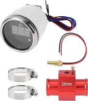 X AUTOHAUX 1.10" Universal Digital Water Temperature Gauge Kit with Red Joint Pipe Radiator Sensor Adaptor 100-300F - DC 12V Automotive LED Display