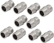 uxcell 1/2 BSP Male Thread Stainless Steel Hex Nipple Tube Pipe Connecting Fittings 10pcs