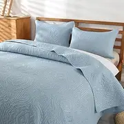 ENJOHOS Oversized King Bedspreads King Size Coverlet, Lightweight Bedspreads for Summer, Reversible Microfiber Embossed Bedding Cover, Blue Quilt Coverlet Set, King/California King