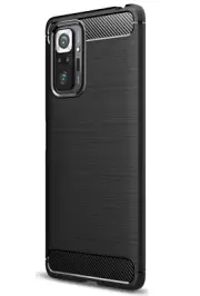 For XIAOMI REDMI NOTE 10 PRO CARBON FIBRE CASE SHOCKPROOF SLIM HEAVY DUTY BLACK