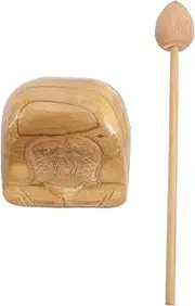 QUMIIRITY 1 Set Buddhist Wooden Percussion Instrument Double Ring Knocker Durable Music Teaching Aid Sound for Childrens Education and Rhythm Development