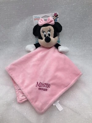 Disney Baby Minnie Mouse Pink Satin Security Blanket Blanky Lovey Plush Toy NEW