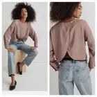 Madewell Relaxed Tulip-Back Top In Evening Mauve Womens Size Medium New
