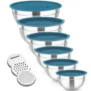 Mixing Bowls with Lids Set 6PCS Stainless Steel Mixing Bowls Metal Nesting Sa...