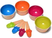 Dessert Bowls, 4 Pack Ice Cream Bowl Spoon Set,Frozen Yogurt Cups with Spoons Durable Plastic Candy Color Lovely Dessert Bowl DIY Ice Cream Tools for Festive Party Favor Kids Gift