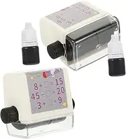 Tofficu Automatic Math Roller Stamp Kids Sensory Stamper for Addition Subtraction 2 Sets Kindergarten Elementary Math Learning Tool
