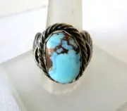 NEW Navajo Tillie John Golden Hills Turquoise Ring 925 Sterling Silver Size 10